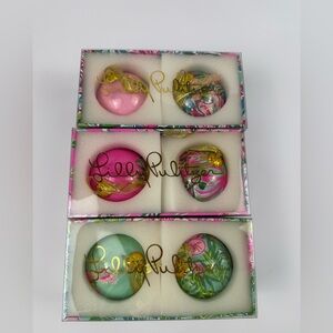 Lilly Pulitzer Set Of 6 Christmas Ornaments Balls 3” NIB
